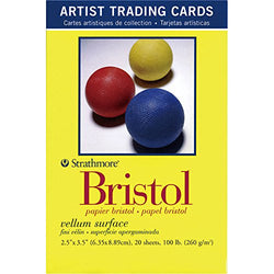 Strathmore 300 Series Bristol Artist Trading Cards, Vellum Surface, 20 Sheets