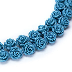 BRCbeads Top Quality 8mm BLUE Synthetic Turquoise Carved Rose Howlite Coral Flower Carving Loose