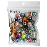 Silver Color Murano Glass Beads Fit European Charm Bracelet Spacer by eART 50pcs Mix