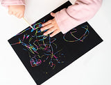 Peachy Keen Crafts Large Sheet 8x10 Size - 50 Piece Rainbow Scratch Paper - 4 Wooden Styluses Included - Create Rainbow Scratch Art with This Jumbo Craft Pack