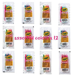 crayola 4 pack full size crayons party favors Bundle of 12 -4 packs Mixed colors - every 4 pack