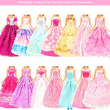 BARWA 25 pcs Doll Clothes and Accessories 11 pcs Party Dresses 2 Gowns 2 Outfits 10 pcs Shoes Accessories for 11.5 inch Doll