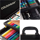 COLOUR BLOCK Premium 181 Piece All Media Art Set in Durable PU hinged Carry case, with Soft & Oil Pastels, Acrylic & Watercolor Paints, Watercolor, Sketching, Charcoal & Colored Pencils and Art Tools