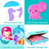 KRAFUN Mermaid Sewing Kit for Kids Art & Craft Age 7 8 9 10 11 12, Includes 5 Stuffed Animal Dolls, Instructions & Plush Felt Materials for Learn to Sew, Embroidery Skills - Mermaid Friends