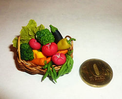 Basket with vegetables. Dollhouse miniature 1:12