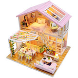 Spilay DIY Dollhouse Miniature with Wooden Furniture,Handmade Duplex Loft Home Craft Model Mini Kit with Dust Cover & Music Box,1:24 3D Creative Doll House Toy for Adult Teenager Gift (Sweet Time