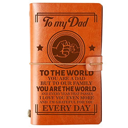 Funnli Gifts for Dad, to Dad Leather Journal, 140 Page Travel Journal Diary, Fathers Day Birthday Gifts for Dad from Daughter Son