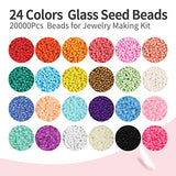 20000Pcs Glass Seed Beads, WOHOOW 2mm 24 Colors 12/0 Beads for Jewelry Making Kit, Small Glass Bead Craft Set 900Pcs Alphabet Beads and 100Pcs Smiley Beads for Bracelets Earrings Ring Necklaces Making