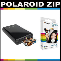 Polaroid ZIP Mobile Printer ZINK Zero Ink Printing Technology - With Polaroid 2x3 inch Premium ZINK