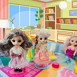 6.3" Mini Girl Dolls, includ 10 Sets Handmade Doll Clothes, 5 Sets 6.3" Mini Girl Dolls, 5 Pairs of Shoes in Rainbow Colors .