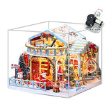 WYD Wooden DIY Christmas House, Christmas Snow Scene Dollhouse, Miniature Toy House Assembly Kit with Music Movement, Craft Art House (no 3 Santa Claus Dolls)