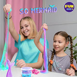 Mermaid Slime Kit for Girls, FunKidz Shimmer Slime Making Kit for Kids Ages 8-10 10-12 DIY Fluffy Glitter Slime Mermaid Gifts