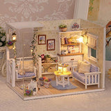 Dollhouse Miniature Kit with Furniture, DIY Wooden Dollhouse Kit with LED DIY Mini Doll House Plus Dust Proof and Music Movement DIY House Craft Best Gift for Kids and Adults