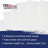 U.S. Art Supply 8 x 10 inch Stretched Canvas Super Value 40-Pack - Professional White Blank 3/4" Profile Heavy-Weight Gesso Acid Free Bulk Pack - Painting, Acrylic Pouring, Oil Paint