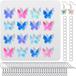 Butterfly Polymer Clay Mold Butterfly Earring Silicone Mold Resin Jewelry Molds with 30 Earring Hooks and 30 Jump Rings for DIY Earrings Necklace Keychain Pendant Jewelry Making