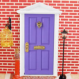 GLOGLOW Doll House Door, 1: 12 Doll House Miniatures Wooden Door Colorful DIY Metal Wood Dollhouse Toys Handmade 3D Mini Dolls Furniture Children Funny Toy Gift(Purple)