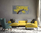 zoinart Oil Paintings 24x48", 3D Canvas Wall Art Yellow Flower Home Decorations Blooming Floral Paintings Framed Wall Pictures for Dining Room Bedroom Office Kitchen Living Room Walls