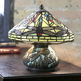 10" H Stained Glass Mini Dragonfly Table Lamp w/ Mosaic Base