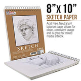 U.S. Art Supply 08" x 10" Premium Spiral Bound Sketch Pad, Pad of 100-Sheets, 60 Pound (100gsm) (Pack of 2 Pads)