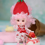 Adorable Cute Dolls with Gift Box, 26 Ball Joint Doll, Lovely 1/12 BJD Doll Gift for Girls, Doduo Series, 14 cm (Strawberry)