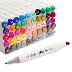 Shuttle Art 50 Colors Dual Tip Art Markers,Permanent Marker Pens Highlighters with Case Perfect for