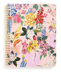 Ban.do Rough Draft Mini Spiral Notebook, 9" x 7" with Pockets and 160 Lined Pages, Garden Party