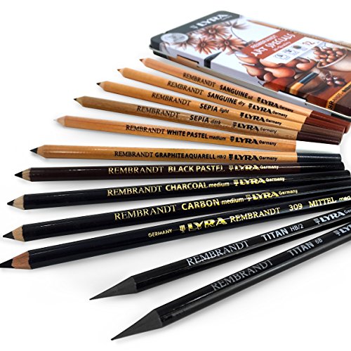 Lyra Rembrandt Art Specials Hi-Quality Pencils – Assorted Set of 12 in Metal Gift Tin – 2001123