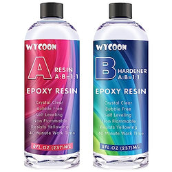 Epoxy Resin, 16OZ Crystal Clear Epoxy Resin Kit, Casting Resin for Art Crafts, Jewelry & Resin Mold, Countertop, Table Top, Wood, No Yellowing & Bubble Free, Easy Mix 1:1 Ratio
