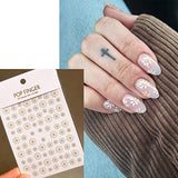 6 Sheets Daisy Nail Art Stickers, Charming Flower Chrysanthemum 3D Trendy Design Self-Adhesive Spring Nail Art Decals, DIY Manicure Decoration Supplies Accessories for Women Girls