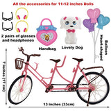 EuTengHao 30Pcs Doll Clothes and Accessories for 12 inch Boy and Girl Doll Includes 12 Set Wear Clothes Jeans and Wedding Dresses Tandem Bike Glasses Dog Bag and Colorful Balloons for 12 Inch Dolls
