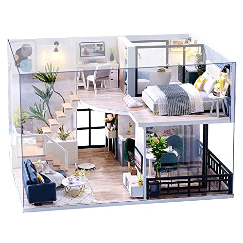 1: 24 DIY Miniature Dollhouse Kit My Life is so Well Three Storey House W/  Light and Music Box Craft in a Box Gift Home Decor Craft Project 