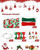 Pllieay 850 Pieces Christmas Pony Beads Mix Plastic Craft Pony Beads Including Pipe Cleaners, Pendants, Elastic Cord and Ribbons for Christmas Home Decorations DIY Home Jewelry Making Accessories