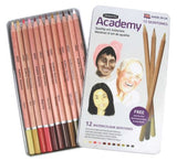 Derwent Academy Watercolor Pencils, Skintones, Metal Tin, 12 Count (2300386)