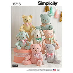 Simplicity 8716 Animals Stuffed Bear, Cat, and Dog Sewing Patterns by Elaine Heigl Designs, One Size Only
