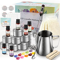 Complete Candle Making Kit,Candle Making Supplies,DIY Arts and Crafts Kits for Adults,Beginners,Kids Including Wax, Wicks, 6 Kinds of Scents,Dyes,Melting Pot,Candle tins