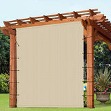 Patio Outdoor Shade Universal Replacement Pergola Canopy Shade Cover 10’X12’ Beige with Grommets 2 Sides Weighted Rods Included Shade Screen Panel for Balcony Deck Porch