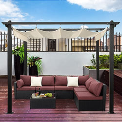 AVAWING Large Outdoor Pergola, Retractable Canopy Garden Gazebo, Aluminum Frame Grape Trellis with Sun Shade Cover