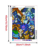 5D DIY Pikachu Family Diamond Painting by Number Kit, Full Drill Round Rhinestone Embroidery Cross Stitch Ornaments Arts Craft Canvas Wall Decor (11.8X15.75 Inch)
