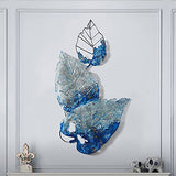 Anjur Metal Blue Leaves Wall Art Decoration, 3D Wall Sculpture, Wall Hangings Decorative for Living Room Bedroom Bathroom Kitchen Farmhouse Office, 55 * 99 cm