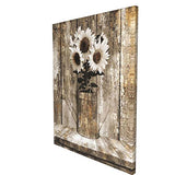 Rustic Floral Country Farmhouse Sunflower Canvas Print Wall Art Collage Picture Painting For Living Room Bedroom Modern Home Decor Ready To Hang Stretched And Framed Artwork 16''X20''