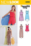 Simplicity New Look Sized for Tweens Easy Pattern 6389 Girls Sundress and Romper Sizes 8-10-12-14-16