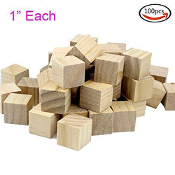 Goodlucky 100 Pcs 1" Blank Wooden Cubes Wood Blocks for Baby Blocks Baby Shower DIY Crafts