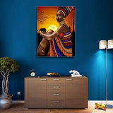 SKRYUIE 5D Full Drill Diamond Painting Sunset African Woman by Number Kits, Paint with Diamonds Arts Embroidery DIY Craft Set Arts Decorations (12x16 inch)