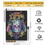 Sonsage Diamond Painting Kits for Adult,Halloween Skull 5D DIY Diamond Art Drills Embroidery,Paint with Diamonds Gem Arts and Crafts for Wall Decor Gift 12x16 Inch