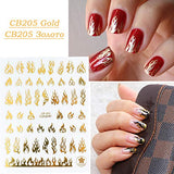 Flame Nail Stickers, 4 Sheets Flame Nail Decals 3D Holographic Fire Nail Art Stickers White Black Silver Gold Flame Reflections Nail Stickers Nail Vinyls Stencils for Nail Decoration