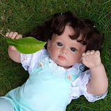 JIZHI Lifelike Reborn Baby Dolls - 3-6 Months Baby Height Realistic-Newborn Baby Dolls Girl Blue Eyes Reddish Brown Hair Real Life Baby Dolls with Clothes and Toy Gift for Kids Age 3+