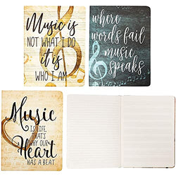 Lined Music Journal, Lyric Notebooks with 80 Sheets (6 x 8 Inches, 3 Pack)