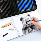 k Kwokker Sketching Pencils for Drawing, Art Supplies 41pcs Artist Kit with Graphite Pencils, Pastel Pencil, Charcoal Pencils, Charcoal Sticks, Graphite Stick, Eraser, Sharpener, Sketch Book for Child