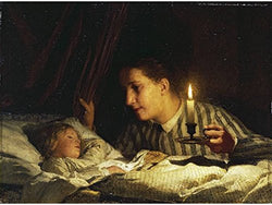 Young Mother contemplating her Sleeping Child in Candlelight by Albert Anker