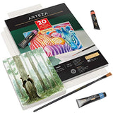 Arteza Watercolor Art Paper Foldable Canvas Pad, 5x6.6 Inches, 20 Sheets, DIY Frame, Heavyweight Canvas Paper, 140 lb, 300 GSM, Acid-Free, Wood Pulp Canvas Pad for Painting & Mixed Media Art
